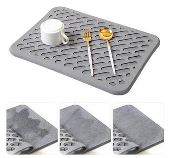 Kitchen Dish Drying Mat — Silicone Diatomite Absorbent Pad