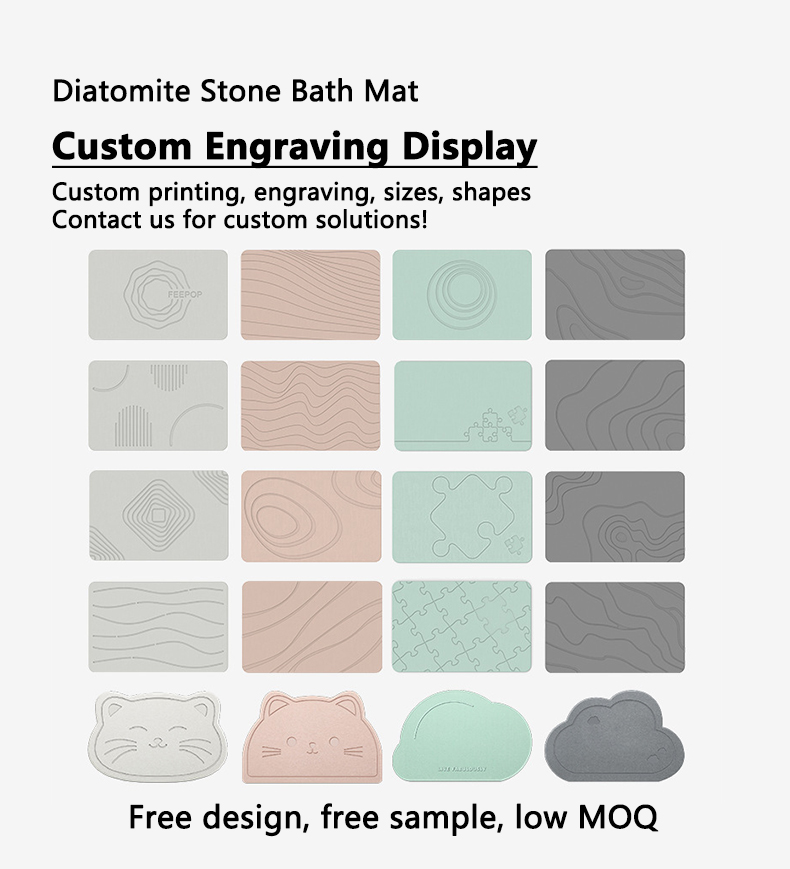 custom engraving-free design,engraved stone bath mat
