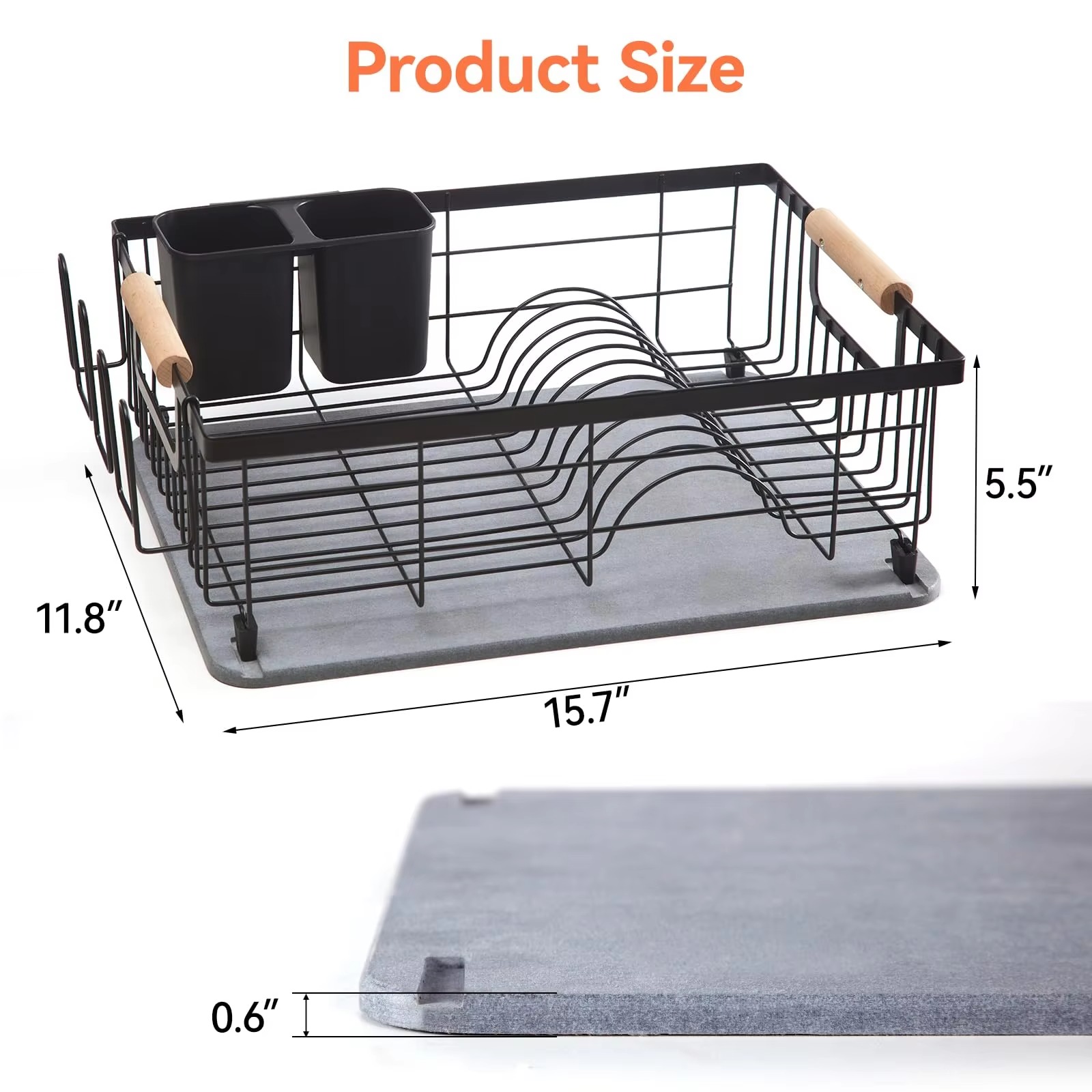 Stone Dish Drying Rack — Super Absorbent Diatomite Mat — Product Image 3